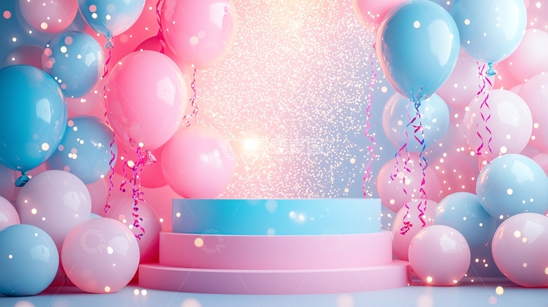 高清大图下载【趣麦麦图】粉色蓝色气球背景