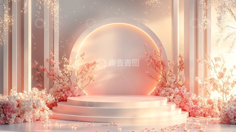 高清大图下载【趣麦麦图】粉色系圆形展台