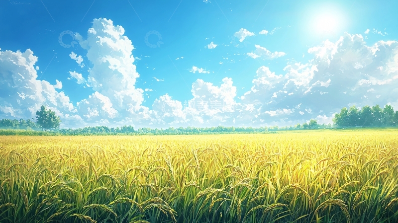 高清大图下载【趣麦麦图】阳光明媚下的金黄麦田