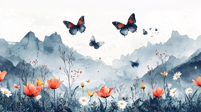 高清大图下载【趣麦麦图】水墨蝴蝶