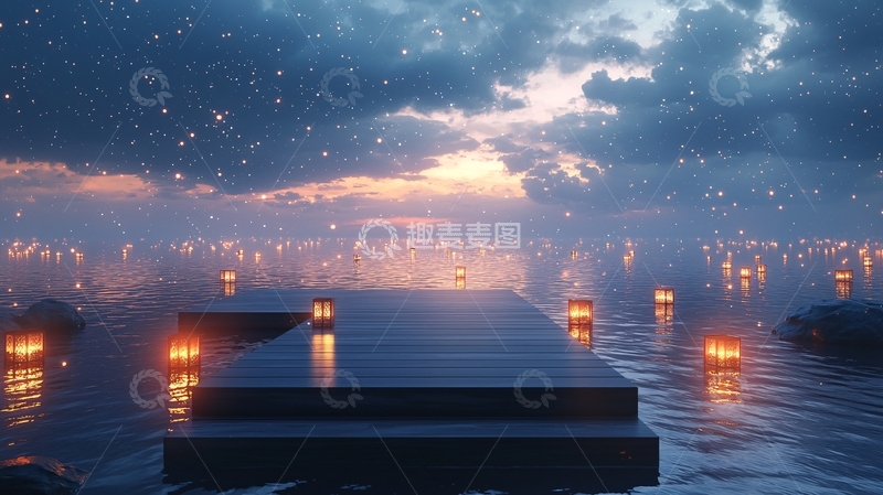 高清大图下载【趣麦麦图】梦幻水面平台