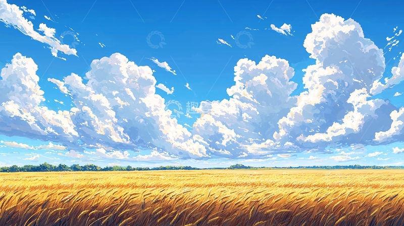 高清大图下载【趣麦麦图】晴空麦田