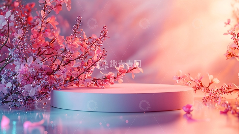 高清大图下载【趣麦麦图】梦幻粉色樱花背景