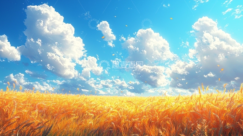 高清大图下载【趣麦麦图】阳光麦田蓝天白云