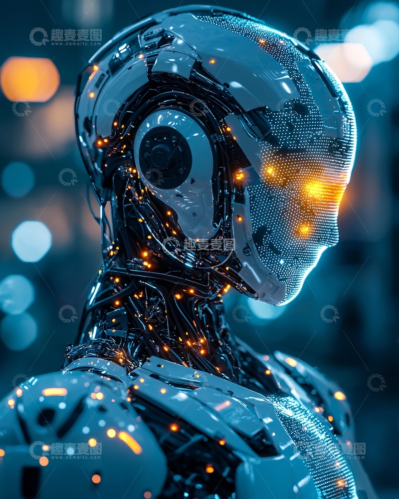 高清大图下载【趣麦麦图】未来感机器人头部特写