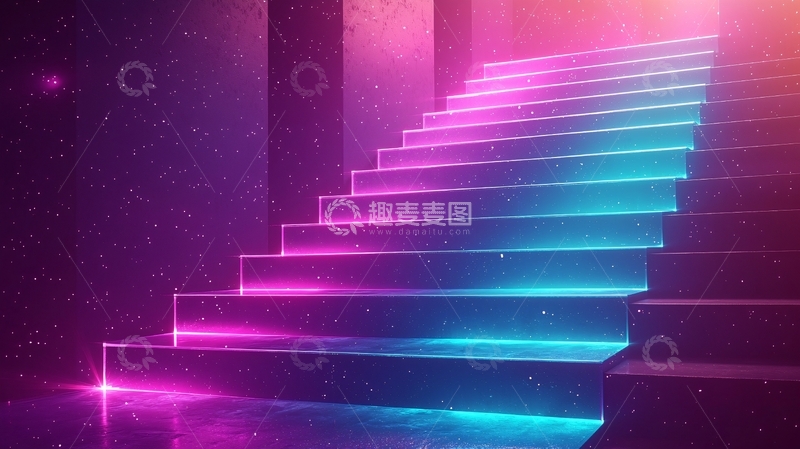 高清大图下载【趣麦麦图】霓虹灯楼梯