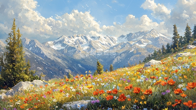 高清大图下载【趣麦麦图】高山花海