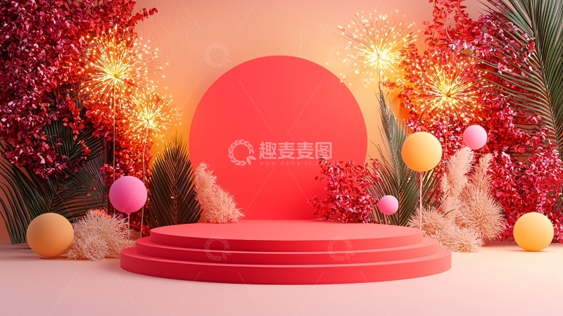 高清大图下载【趣麦麦图】红色背景