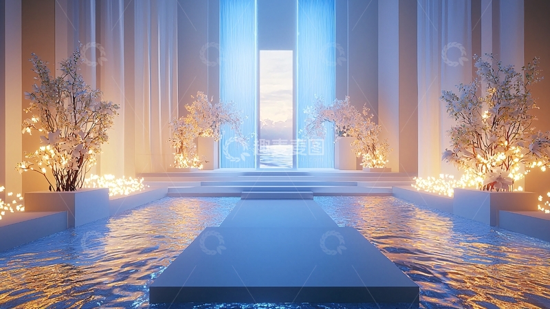 高清大图下载【趣麦麦图】极简主义白色婚礼仪式场景