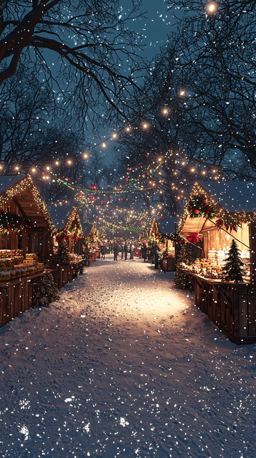 冬日圣诞集市夜景