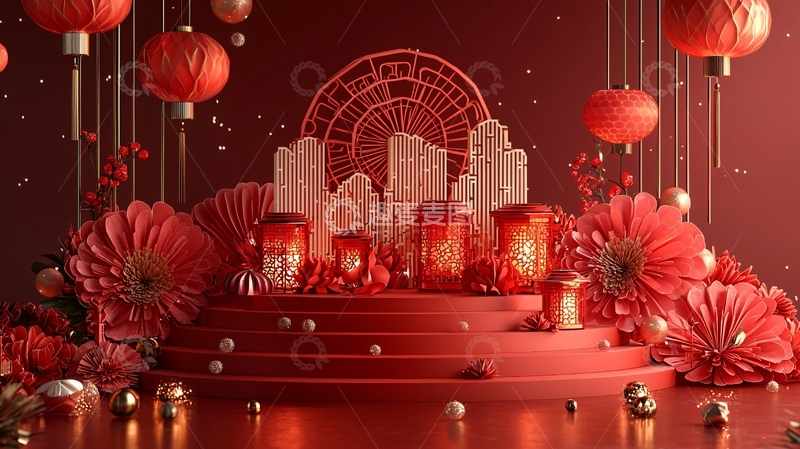高清大图下载【趣麦麦图】红色喜庆新年氛围