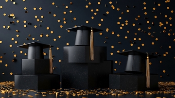 黑色方块金箔毕业帽