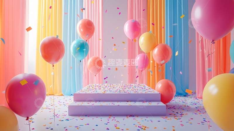 高清大图下载【趣麦麦图】彩色气球背景