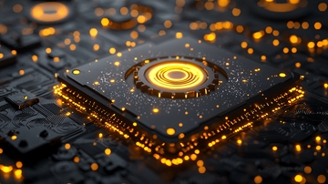 微芯片上的金色光芒