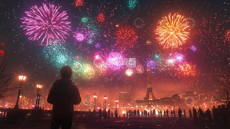 高清大图下载【趣麦麦图】绚丽多彩的烟花夜景