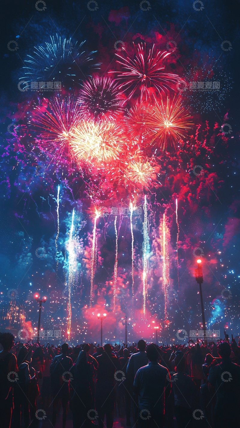 高清大图下载【趣麦麦图】绚丽多彩的烟火表演