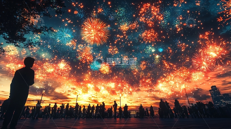 高清大图下载【趣麦麦图】绚丽多彩烟火晚会