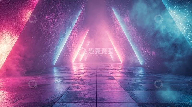 高清大图下载【趣麦麦图】霓虹灯三角形通道