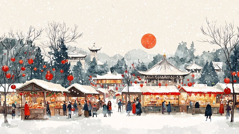 高清大图下载【趣麦麦图】水墨江南雪景