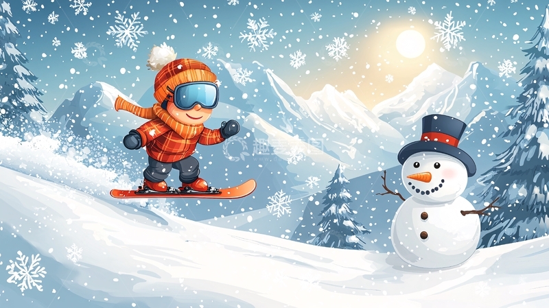 高清大图下载【趣麦麦图】雪地里玩耍的孩子