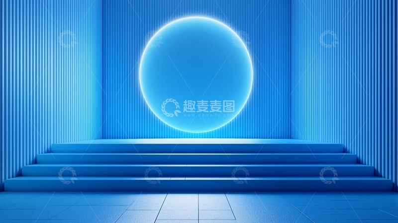 高清大图下载【趣麦麦图】蓝色圆形霓虹灯背景