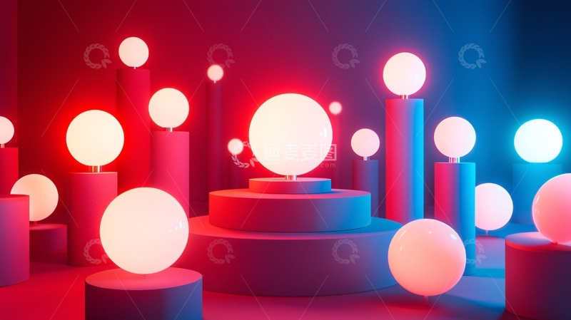 高清大图下载【趣麦麦图】红蓝光球抽象背景