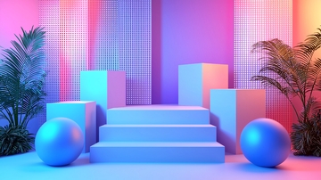 霓虹色系产品展示台