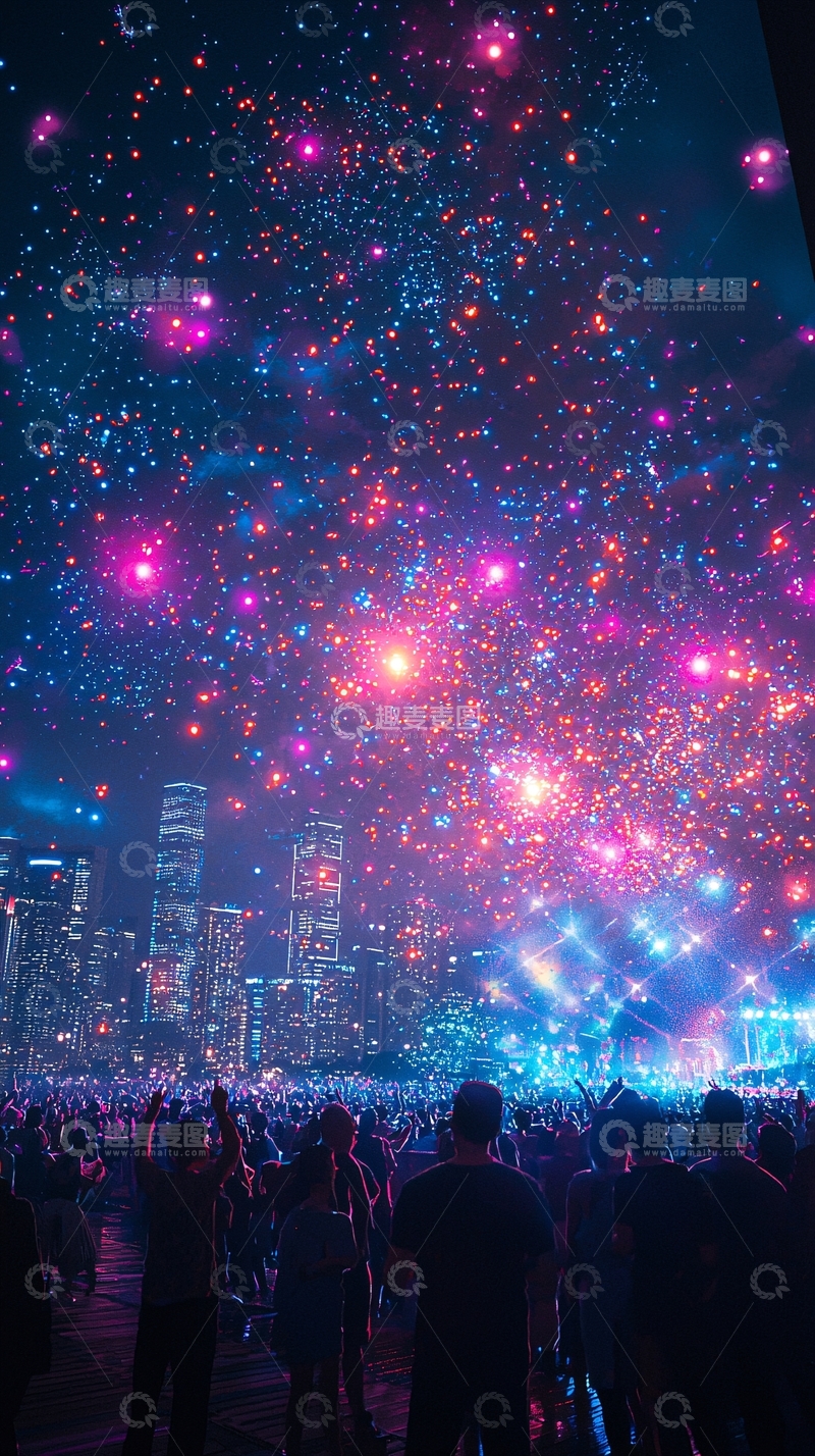 高清大图下载【趣麦麦图】璀璨烟火下的城市狂欢