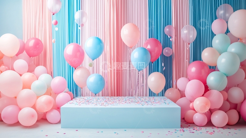 高清大图下载【趣麦麦图】粉色系气球背景