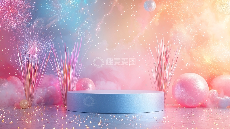 高清大图下载【趣麦麦图】梦幻粉色圆形展台