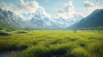 雪山草地风景
