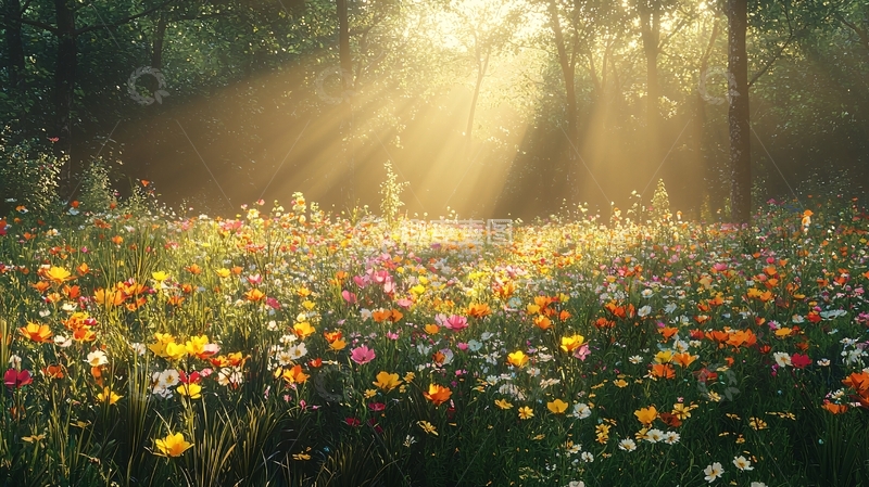 高清大图下载【趣麦麦图】森林光线花海