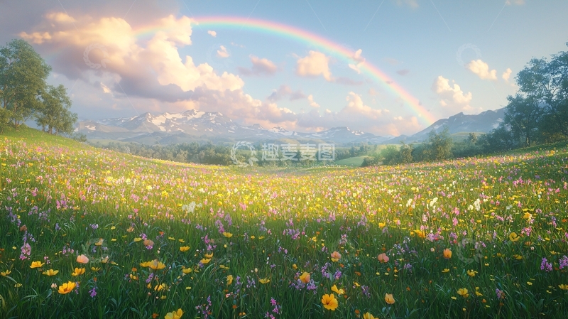 高清大图下载【趣麦麦图】彩虹山谷花海