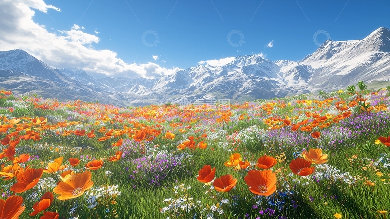 高清大图下载【趣麦麦图】高山花海