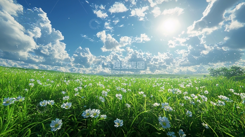 高清大图下载【趣麦麦图】阳光明媚的绿草地