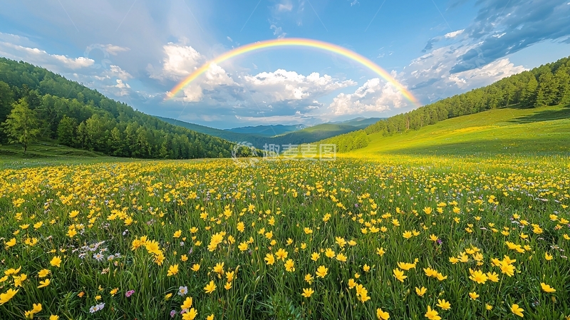 高清大图下载【趣麦麦图】彩虹山谷花海