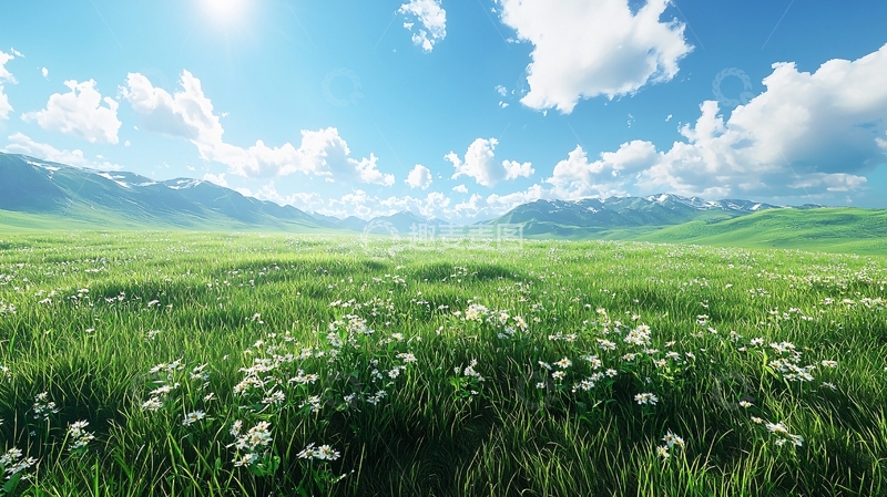 高清大图下载【趣麦麦图】阳光明媚的绿色草原