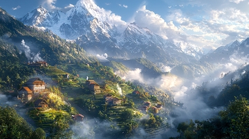 雪山环绕的世外桃源