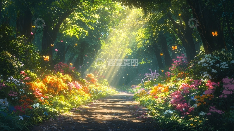 高清大图下载【趣麦麦图】阳光森林小路
