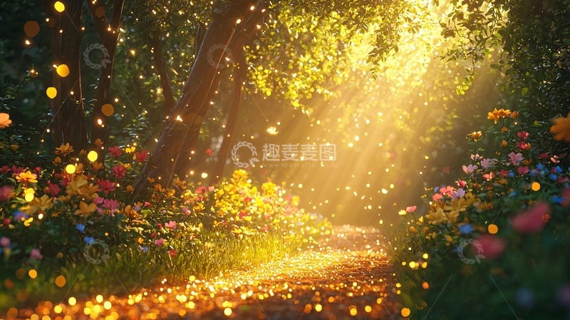 高清大图下载【趣麦麦图】梦幻森林阳光小路