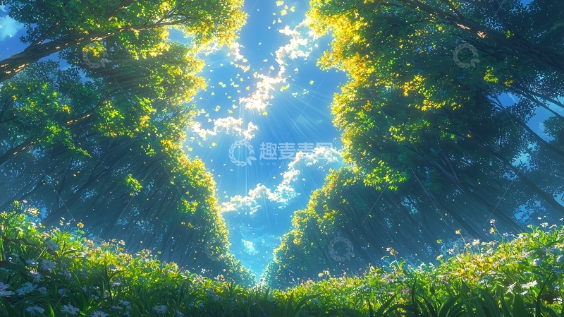 高清大图下载【趣麦麦图】阳光透过树林