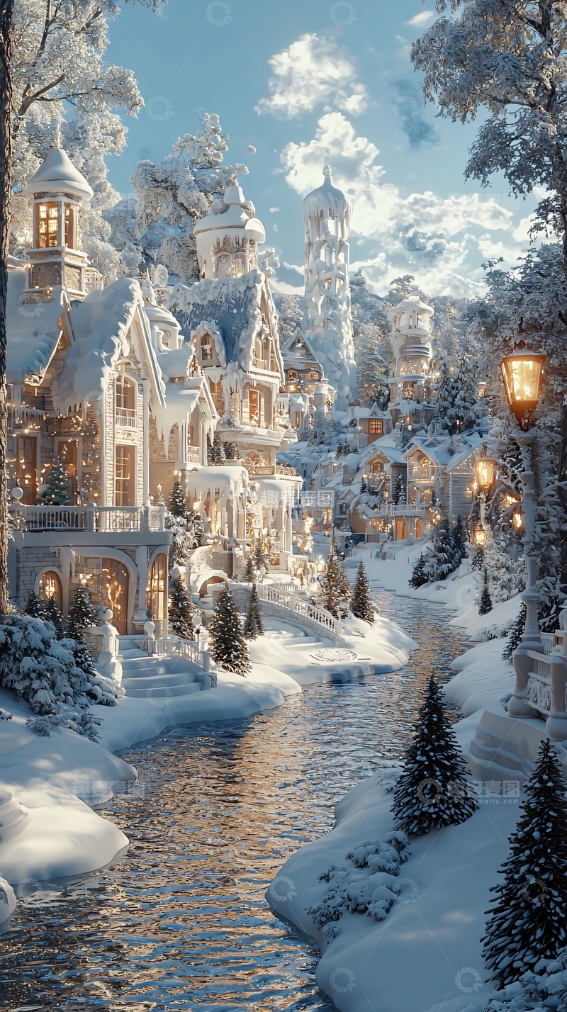 高清大图下载【趣麦麦图】冬日童话小镇