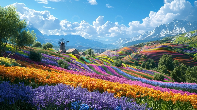 高清大图下载【趣麦麦图】彩色花田