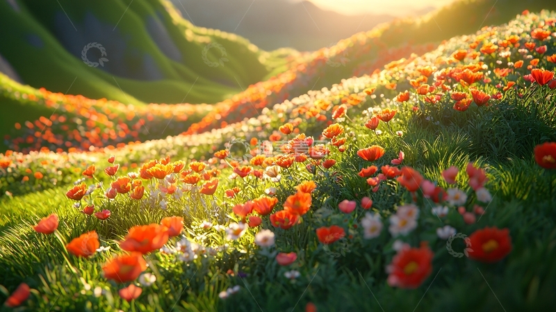 高清大图下载【趣麦麦图】阳光下的花海