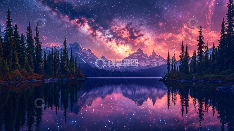 高清大图下载【趣麦麦图】梦幻星空湖泊