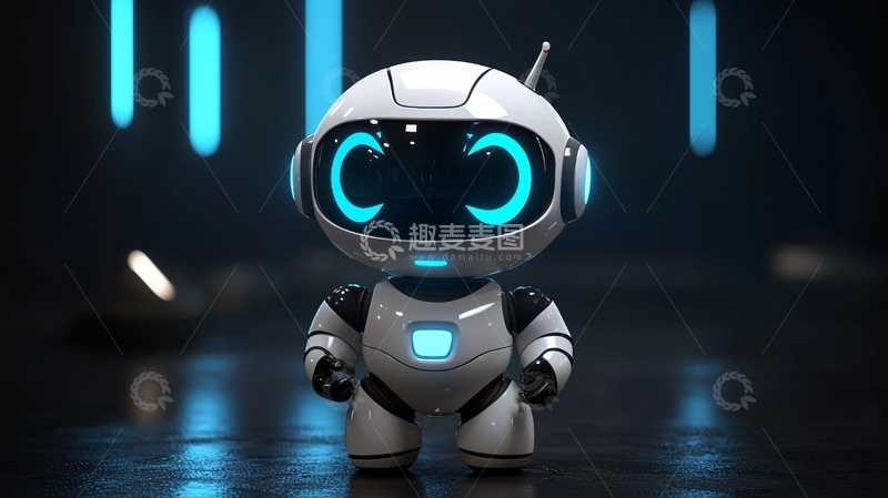 高清大图下载【趣麦麦图】可爱小白机器人