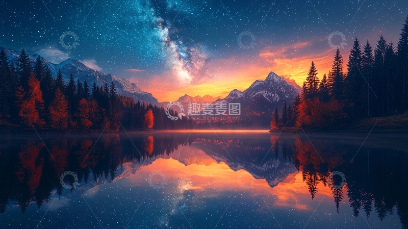 高清大图下载【趣麦麦图】星空倒影