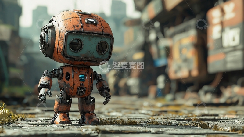 高清大图下载【趣麦麦图】锈迹斑斑的小机器人