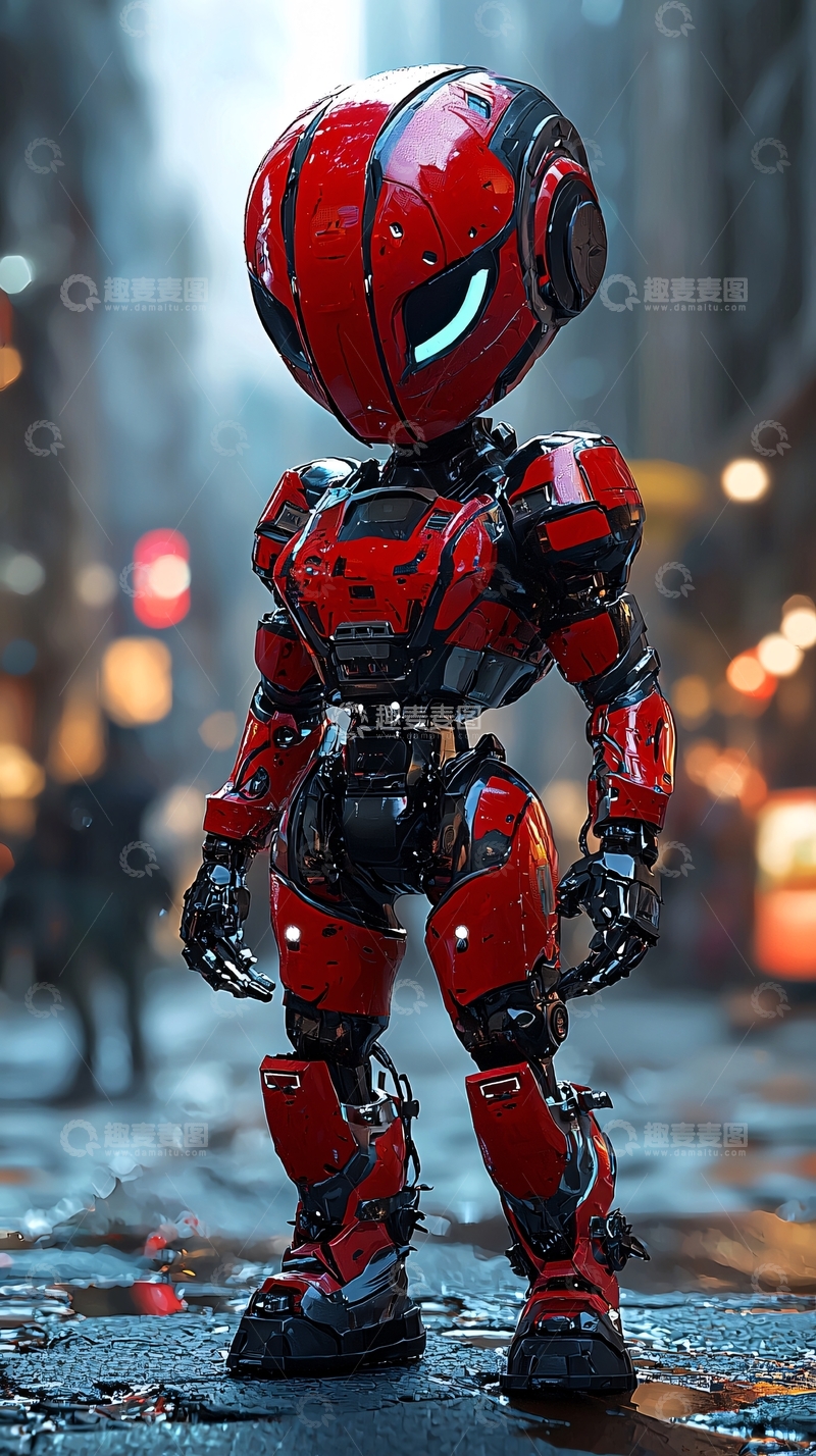 高清大图下载【趣麦麦图】红色小机器人