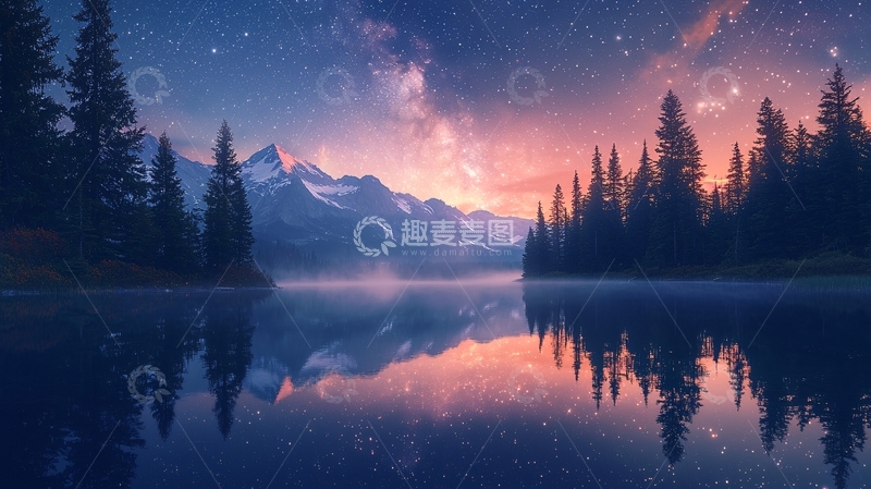 高清大图下载【趣麦麦图】星空倒影